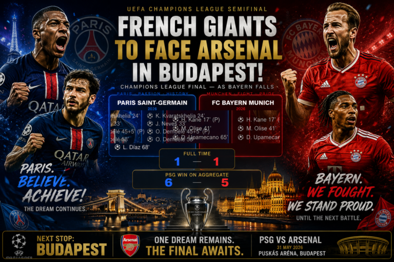 French Giants to Face Arsenal in Budapest Champions League Final as Bayern Falls